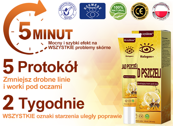 ✨💛✨OczyGlow™ Krem pod oczy z kolagen + jadem pszczelim - Certyfikat CE - Odpowiedni do wszystkich typów skóry