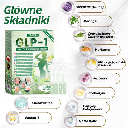 🍏🍏DOOEKA® GLP-1 8 w 1 Fit & Vital roztwór doustny – Raz dziennie, widoczne zmiany w ciągu 7 dni / W przypadku otyłości, zdrowia serca i układu krążenia, cukrzycy, bezdechu sennego, zdrowia jelit, problemów ze stawami i wielu innych