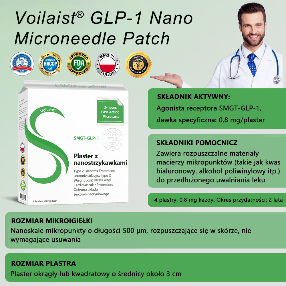 🍏Voilaist® SMGT-GLP-1 Nanoplaster z Mikronakłuciami🍃Bezbolesny, długotrwały, zwalczający cukrzycę, otyłość i choroby układu krążenia