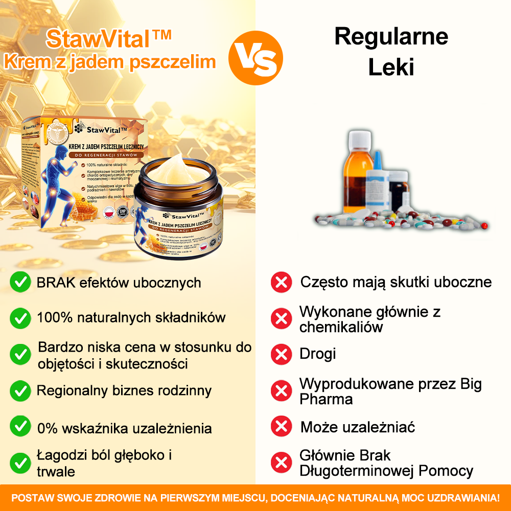✨🐝✨𝑺𝒕𝒂𝒘𝑽𝒊𝒕𝒂𝒍™ Krem z Jadem Pszczelim Leczniczy do Regeneracji Stawów - Zalecane przez Polskie Towarzystwo Ortopedyczne i Traumatologiczne