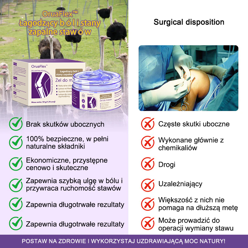 💜OruaFlex™ Kurkuma & Olej Emu Żel do masażu łagodzący ból i stany zapalne stawów👨‍⚕️Certyfikowany przez Polskie Towarzystwo Ortopedyczne i Traumatologiczne (PTOiTr)
