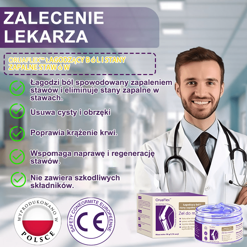 💜OruaFlex™ Kurkuma & Olej Emu Żel do masażu łagodzący ból i stany zapalne stawów👨‍⚕️Certyfikowany przez Polskie Towarzystwo Ortopedyczne i Traumatologiczne (PTOiTr)