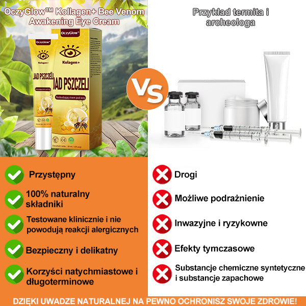 ✨💛✨OczyGlow™ Krem pod oczy z kolagen + jadem pszczelim - Certyfikat CE - Odpowiedni do wszystkich typów skóry