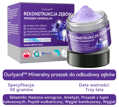 🟣Ourlyard™ Proszek mineralny do regeneracji zębów 🔥Kompleksowa pielęgnacja: naprawa, wybielanie, zdrowe dziąsła i świeży uśmiech